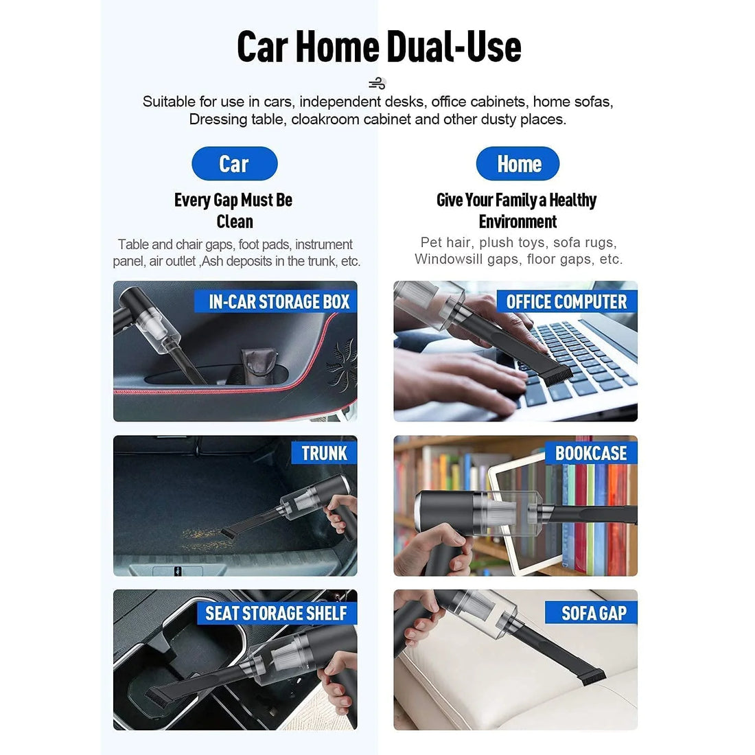 Wireless Vacuum Cleaner – 120W Handheld USB Rechargeable For Home & Car (1 Pc)