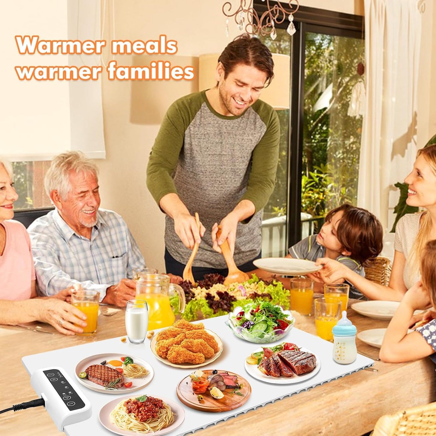 Electric Food Warmer - 400 W | Roll Up Silicon Heating Mat | Adjustable Temperature Control with Touch | Even Warming Tray for Dining, Parties & Events | Auto Shut-Off