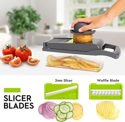 14-in-1 Multi-Functional Vegetable Chopper | Black & Green