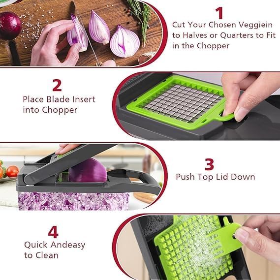 14-in-1 Multi-Functional Vegetable Chopper | Black & Green