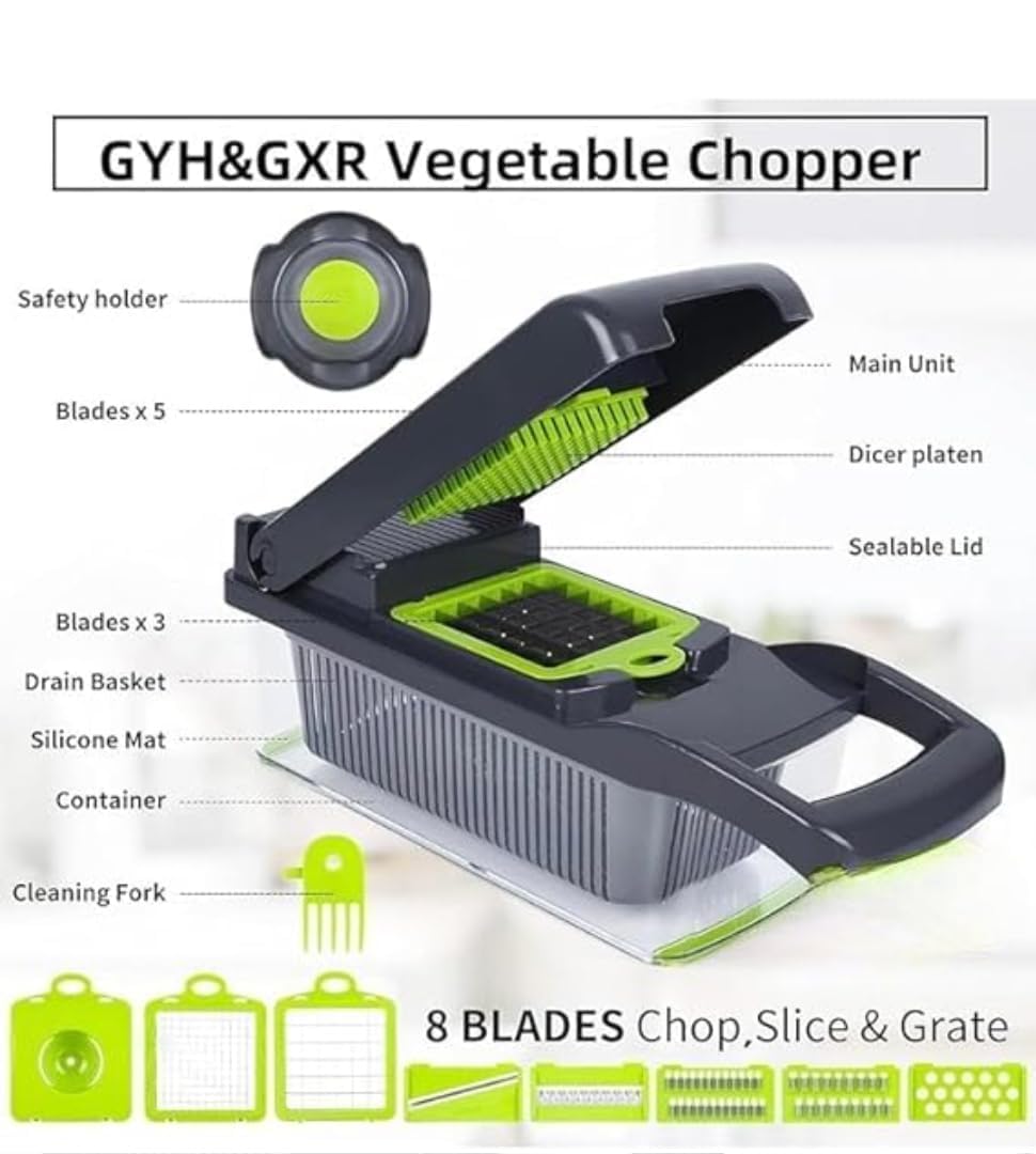 14-in-1 Multi-Functional Vegetable Chopper | Black & Green