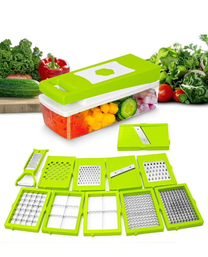 14-in-1 Multi-Functional Vegetable Chopper | Black & Green