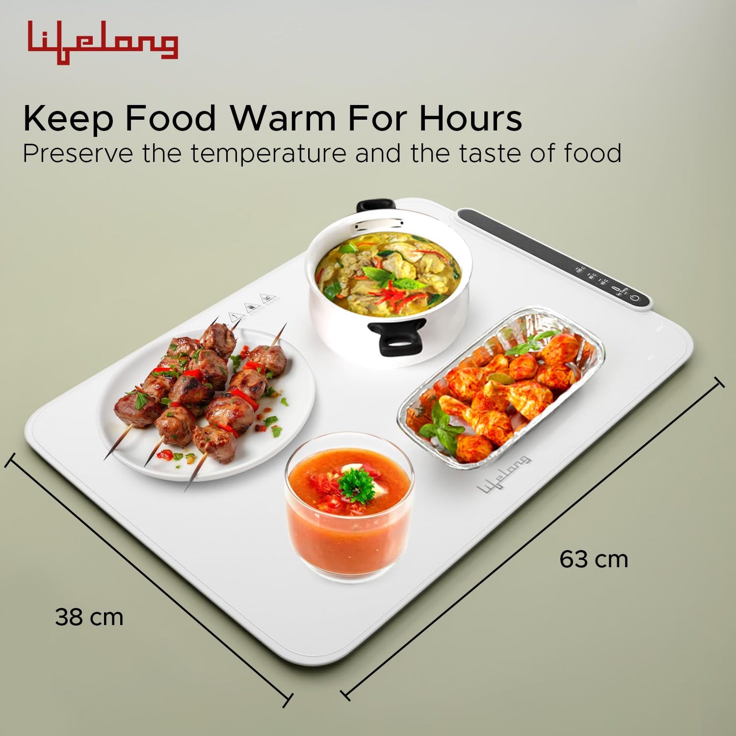 Electric Food Warmer - 400 W | Roll Up Silicon Heating Mat | Adjustable Temperature Control with Touch | Even Warming Tray for Dining, Parties & Events | Auto Shut-Off
