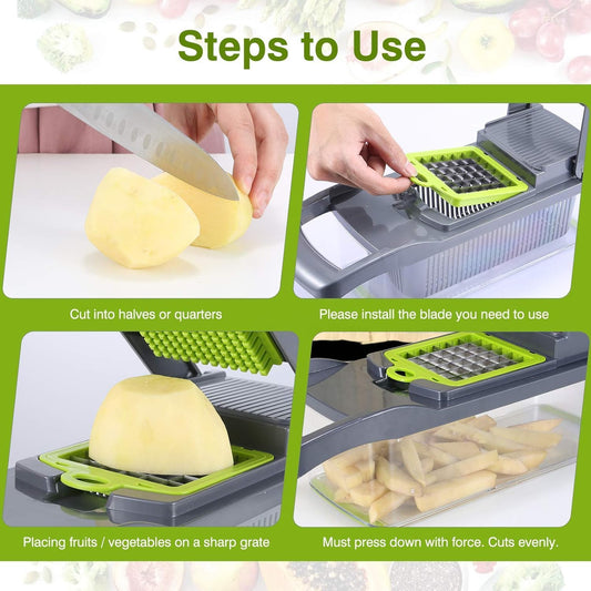 14-in-1 Multi-Functional Vegetable Chopper | Black & Green