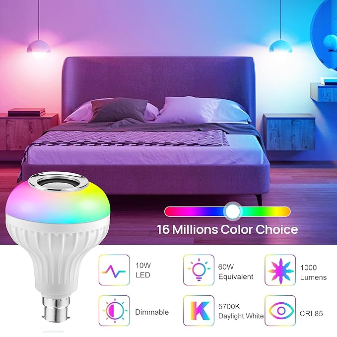 Colour Changing LED Bulb with Bluetooth Speaker & Remote