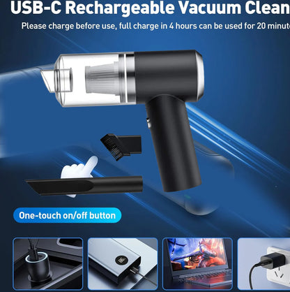 Wireless Vacuum Cleaner – 120W Handheld USB Rechargeable For Home & Car (1 Pc)